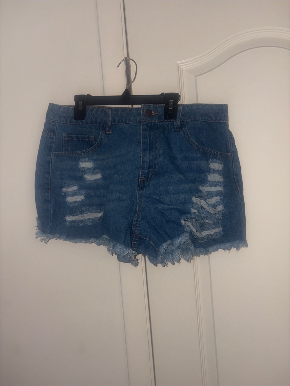Fashion Nova Blue Distressed Denim Cutoff Shorts